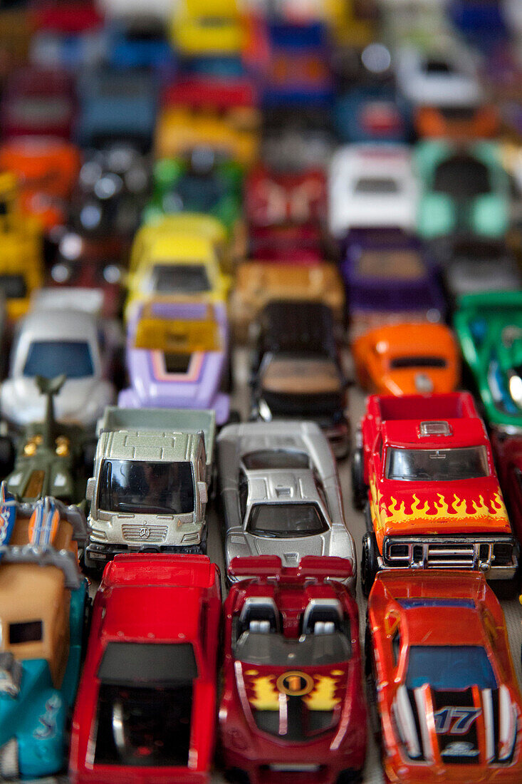 Many Minature Toy Cars, Selective Focus