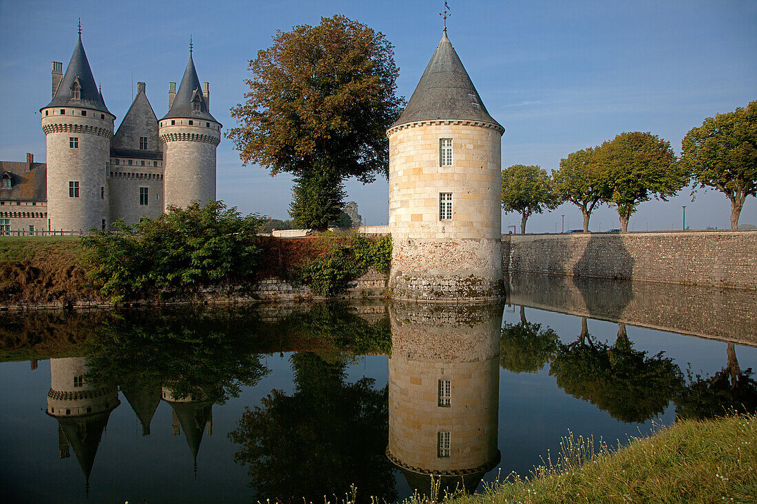 Moats And The Renaissance Chateau Of Sully-Sur-Loire In The Early Morning, Loiret (45), France