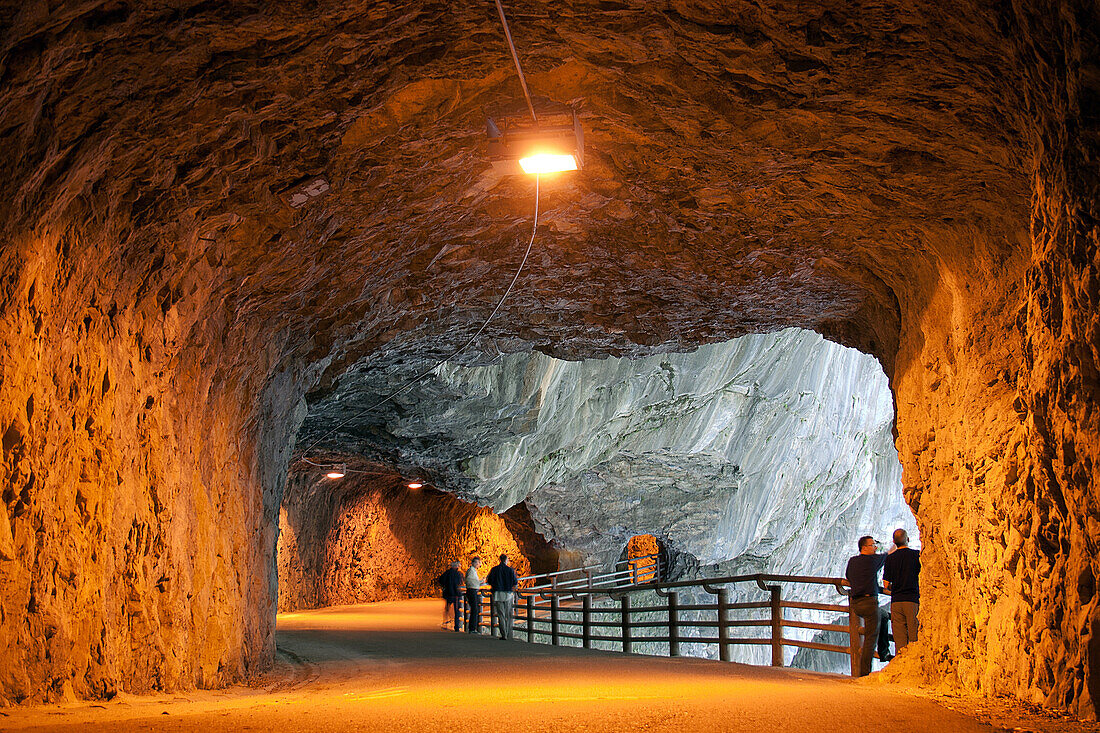 Tourists Visiting A Cave In Taroko Gorge, Taiwan