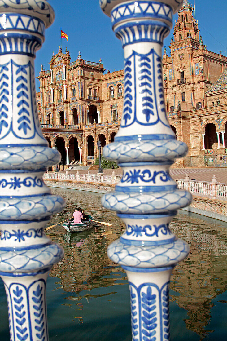 Plaza De Espana, Spain Square, Ceramic Bridge, Seville, Andalusia, Spain