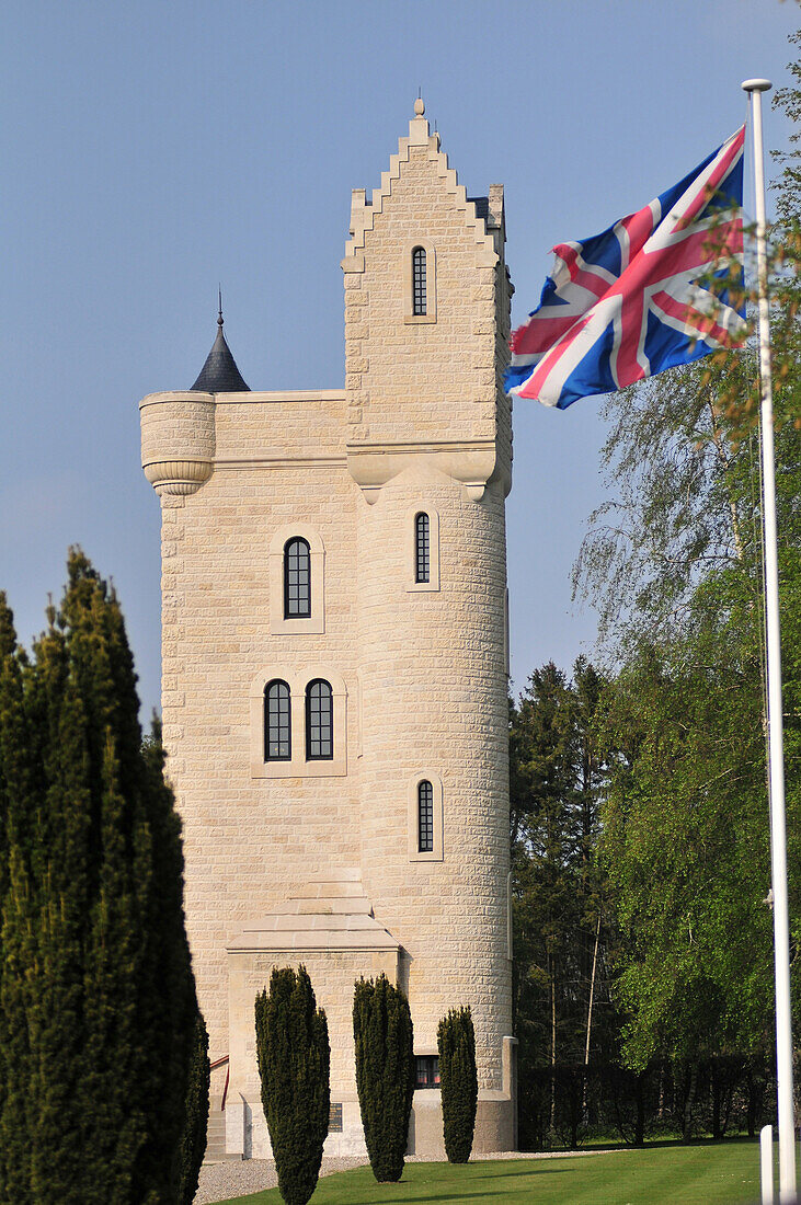 The Ulster Tower, Irish Memorial In Gothic Troubadour Style Built In 1921 For The Battle Of The Somme And In Homage To All The Soldiers From Ulster Who Died During The First World War, Thiepval, Somme (80), France