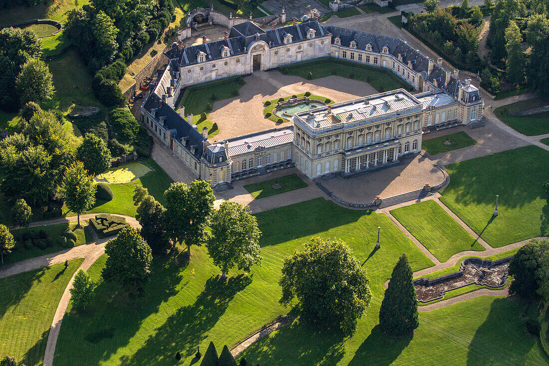 Aerial View Of Bizy Chateau And It Park, Former 18Th Century Royal Residence, Eure (27), Normandy, France