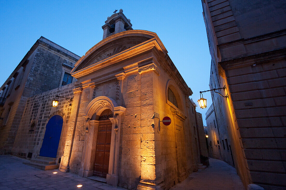 St. Roque (Our Lady Of Light) Church At Night, Mdina, Malta