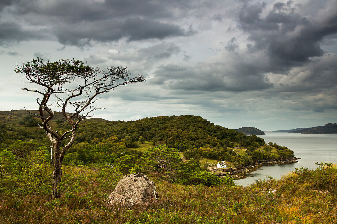 'View Of The Coastline Under A Cloudy Sky; Applecross Peninsula Scotland'