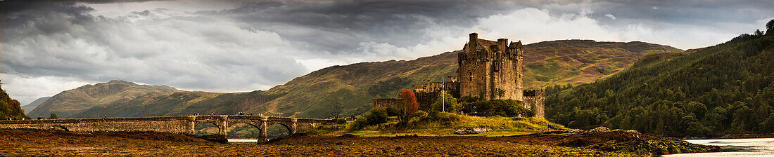 'Landscape With A Castle On A Hill And A Stone Bridge Over A River; Kyle Of Lochalsh Highlands Scotland'