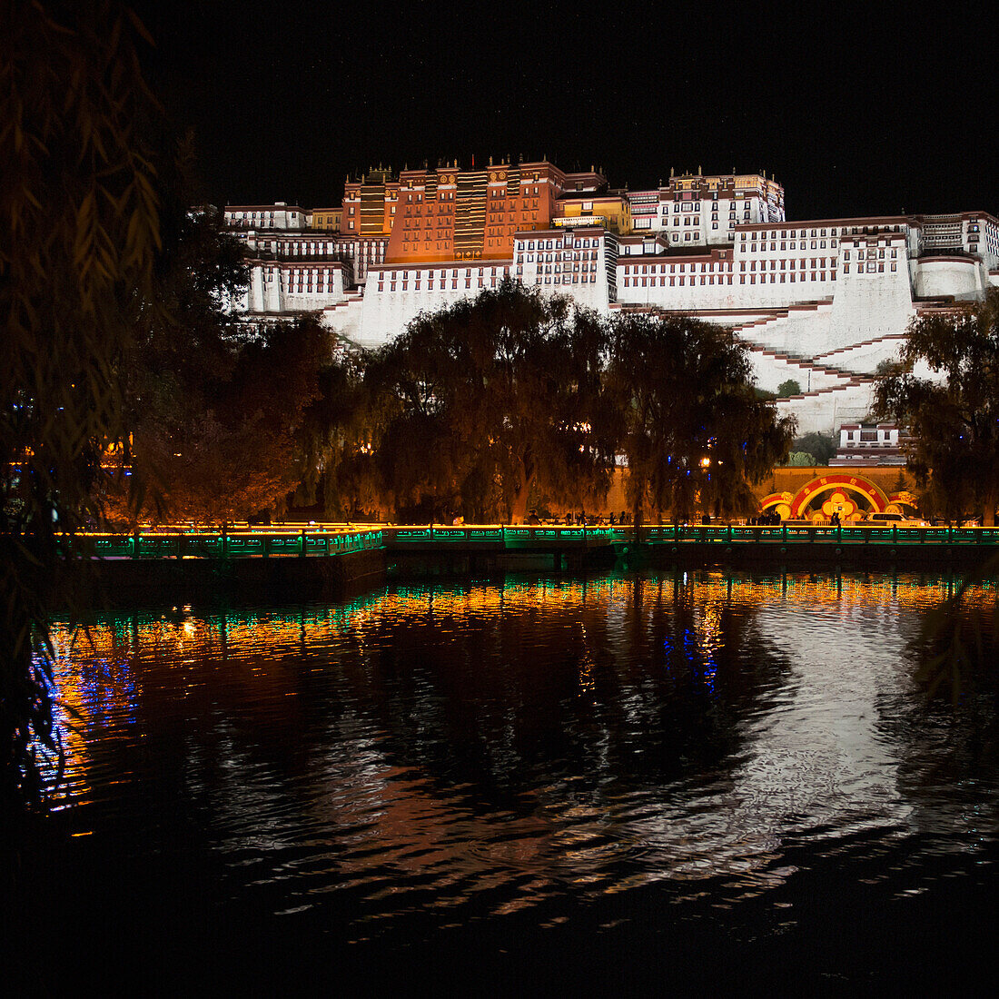 'China, Xizang, Potala Palace at night; Lhasa'
