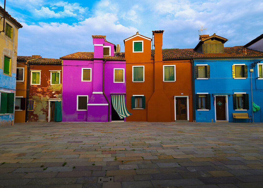 'Italy, Colorful Apartment Buildings; Venice'