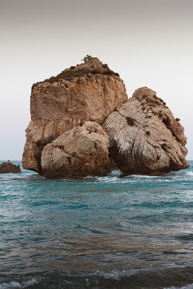 'Cyprus, Large Rock Formations In Ocean; Aphrodite Bay'
