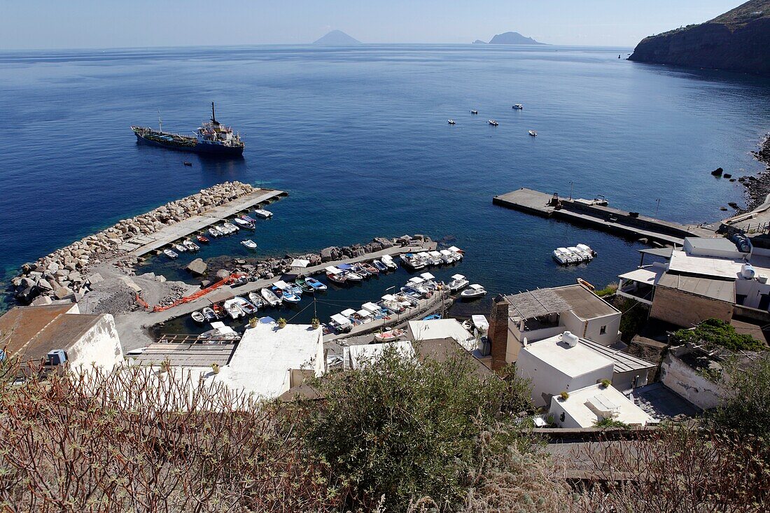 The port of Malfa, Salina island, Aeolian Islands, Sicily, Italy