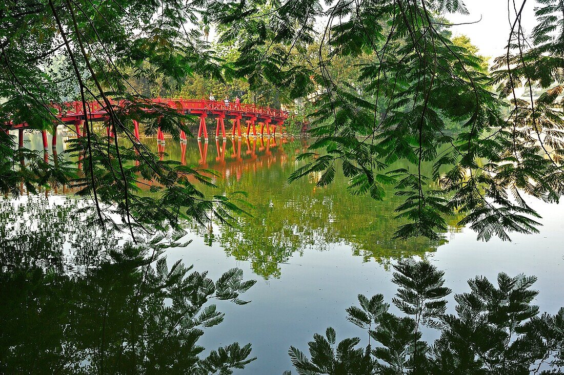 bridge to Ngoc San Temple Temple of the Jade Mountain, Jade Island, Hoan Kiem Lake, Hanoi, Vietnam