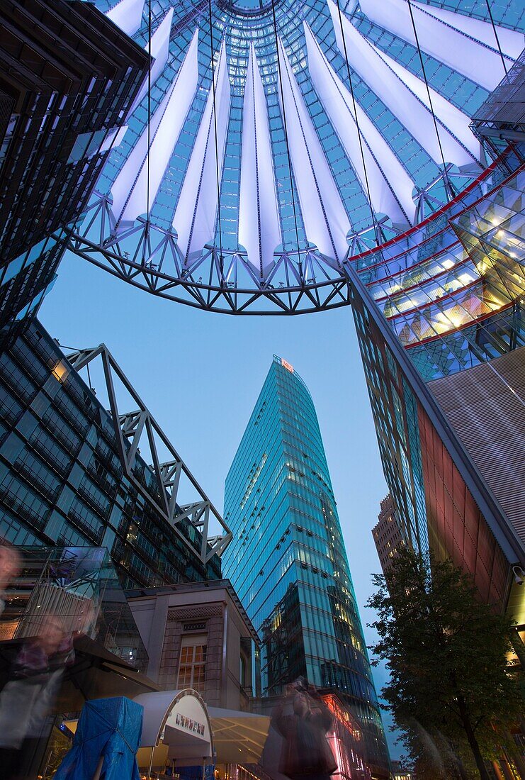 Central forum of the Sony Center, Potsdamer Platz, Posdam square, Berlin, Germany, Europe.