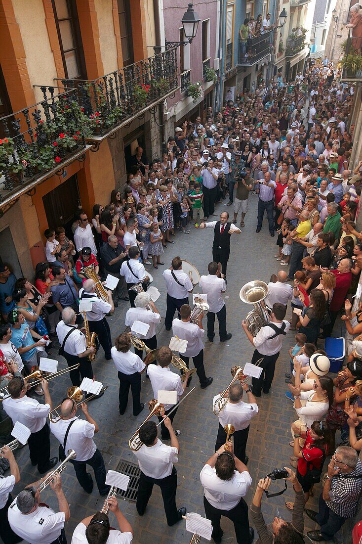 Band of music before the feast of the Bulls in Zestoa, Zestoa, Cestona, Gipuzkoa, Guipuzcoa, Basque Country, Spain