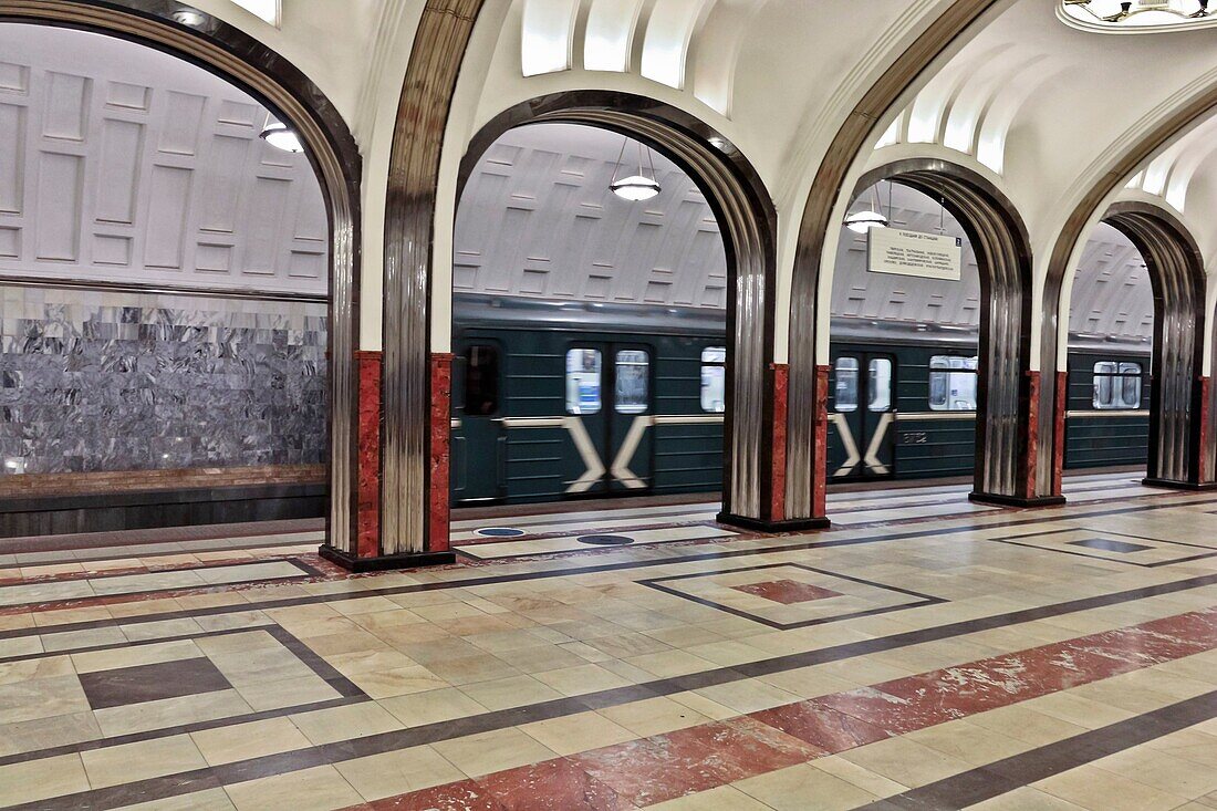 Majakovskaja Subway station in Moscow, Russia