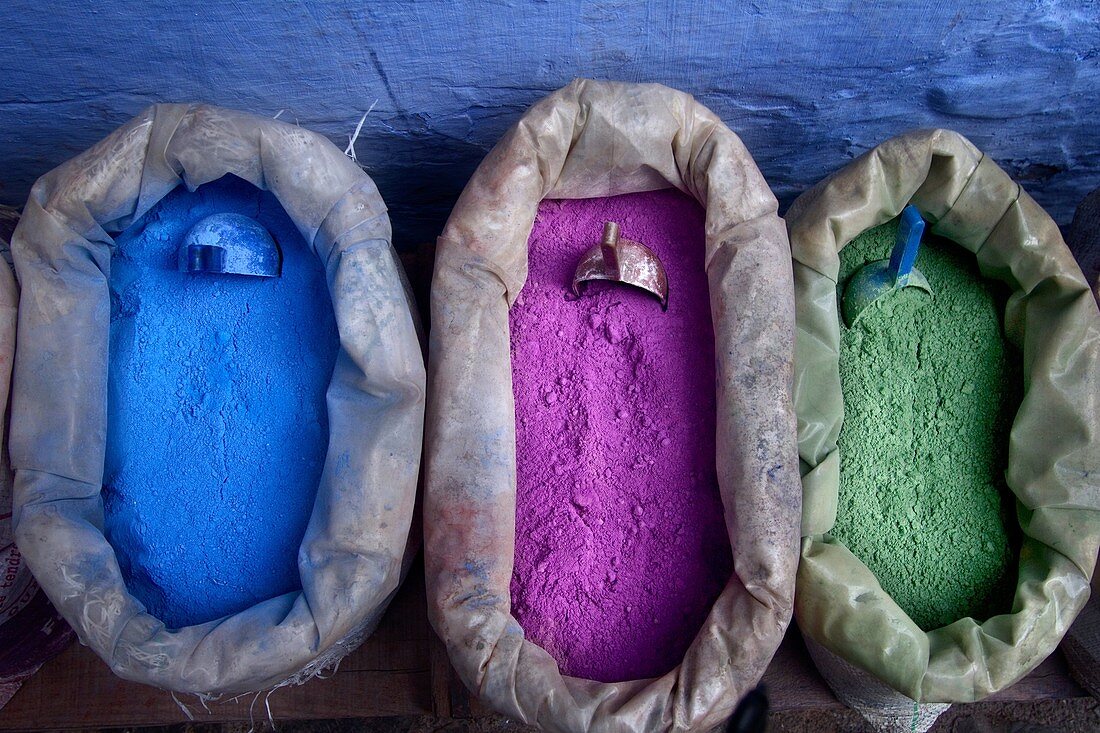 Morocco, Chefchaouen, Rif, Paint, Powder, Medina