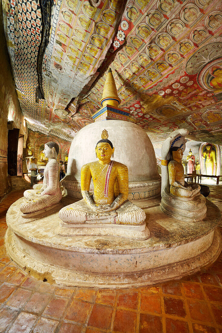 Sri Lanka - Buddish Cave Temple Dambulla, stupa and Buddha statues inside, Kandy province, UNESCO World Heritage Site, central region of Sri Lanka Island