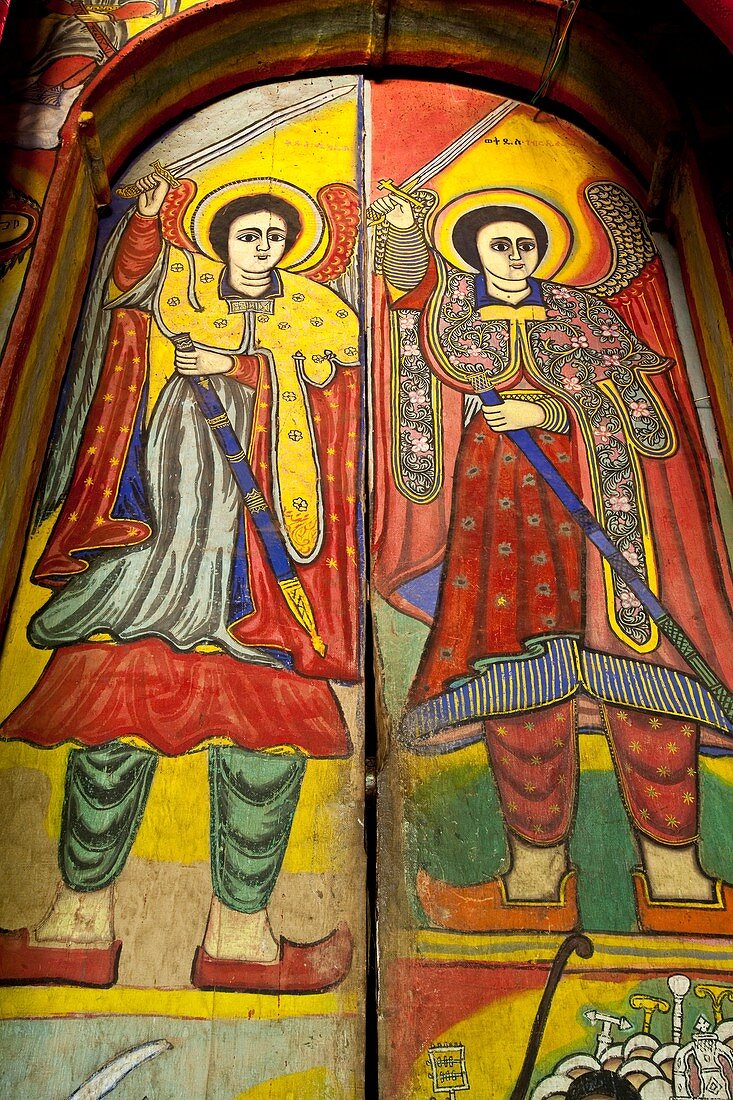 Colourful Wall Paintings, Bet Maryam Monastery, Lake Tana, Bahir Dar, Ethiopia