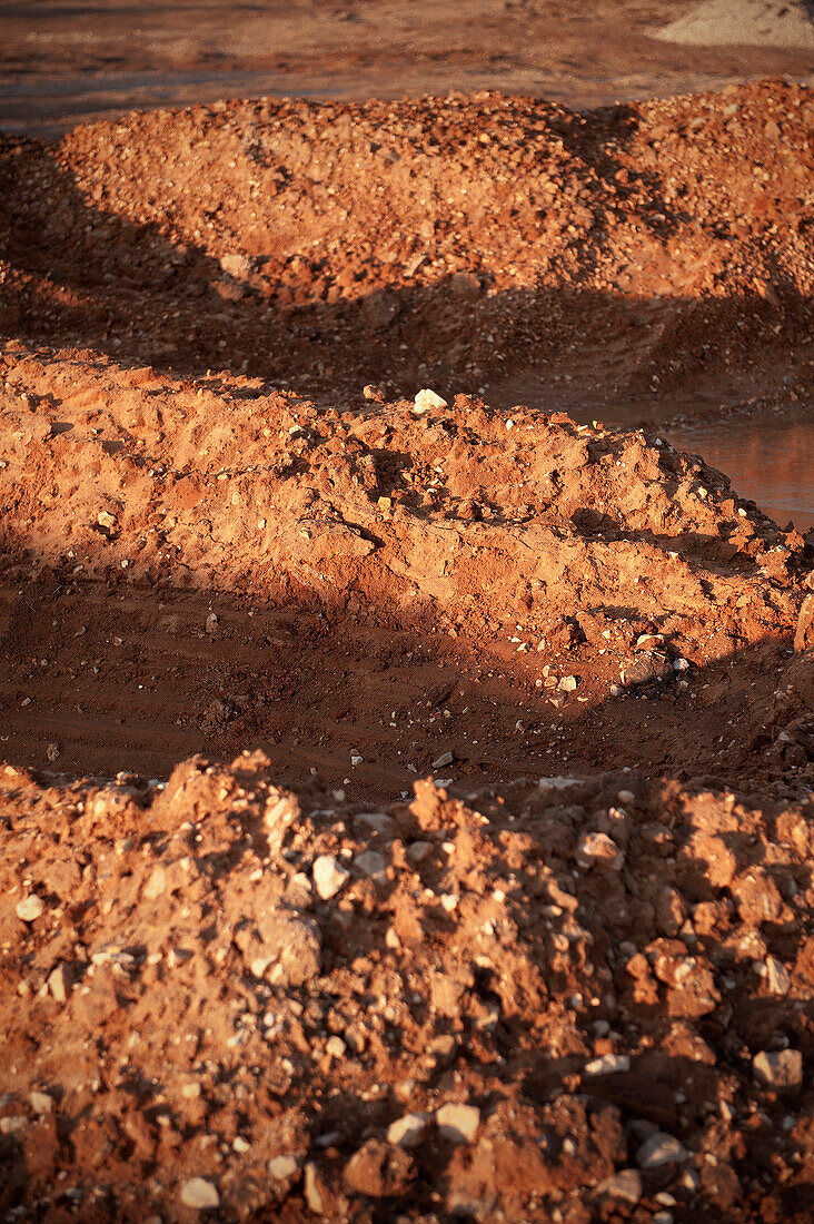 Detail of muddy soil at sand pit, Aalen, Ostalb province, Baden-Wuerttemberg, Germany