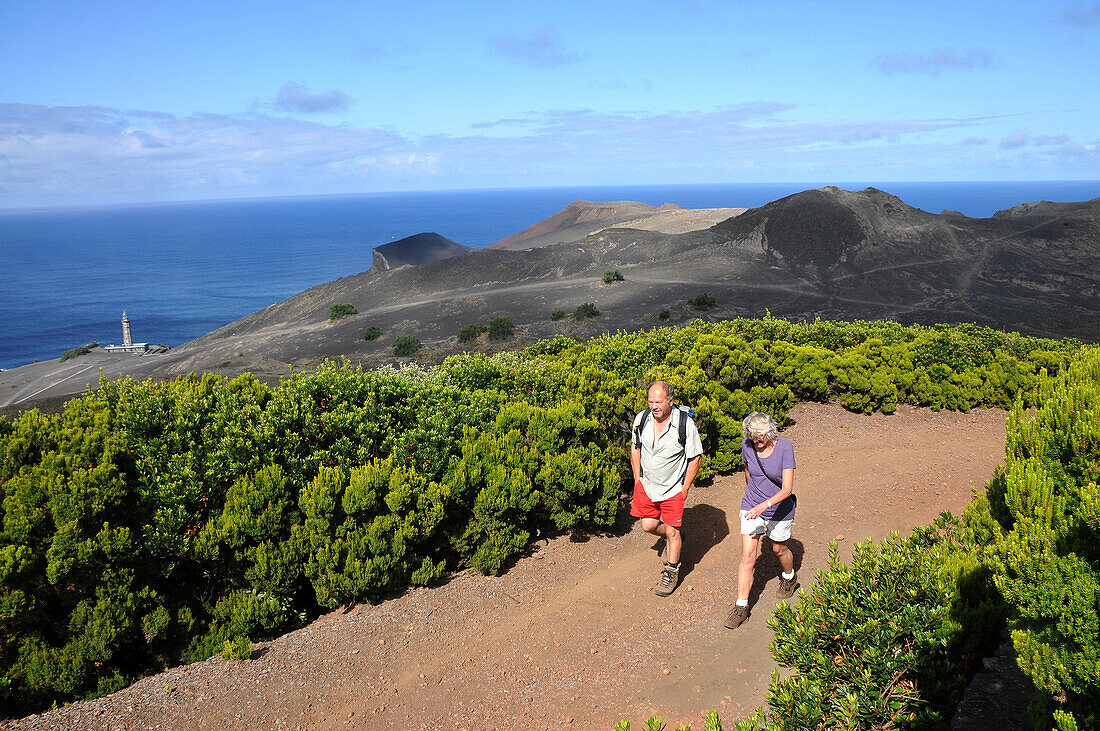 Hiking at Cabeco do Canto near Capelinhos, West part of the Island of Faial, Azores, Portugal