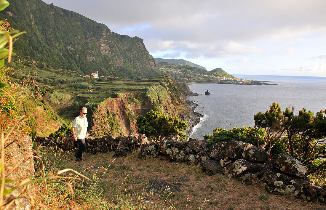 Hiking near Ponta da Faja, Faja Grande, West coast, Island of Flores, Azores, Portugal