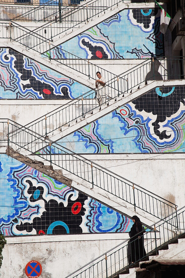 Colorful design of steps, Algiers, Algeria
