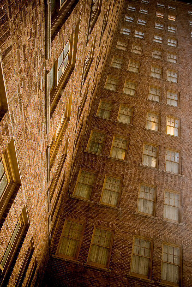 Tall Urban Building, Bricks and Windows, Abstract