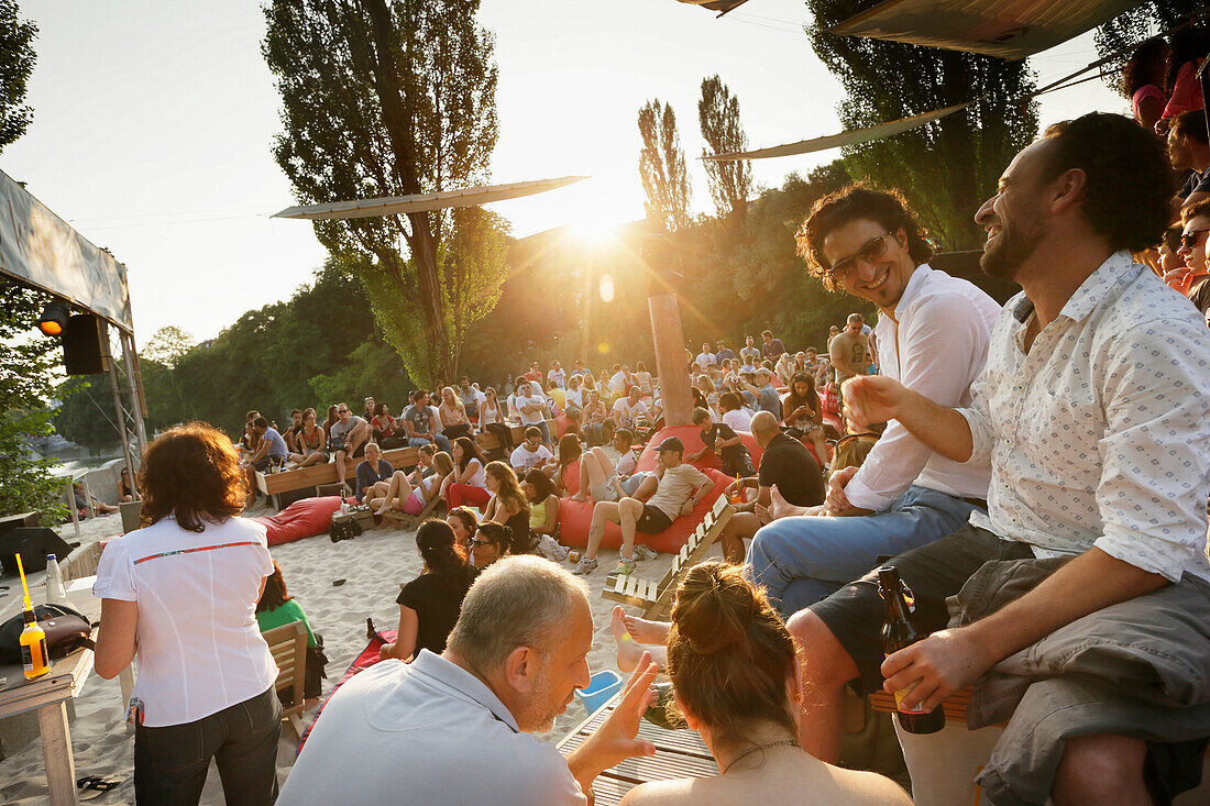 Kulturstrand at Corneliusbruecke, Munich, Bavaria, Germany