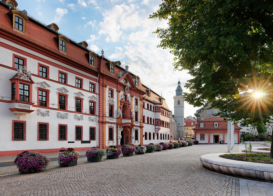 Staatskanzlei des Landes Thüringen, ehemalige kurmainzische Statthalterei, Wigbertkirche, Hirschgarten, Erfurt, Thüringen, Deutschland