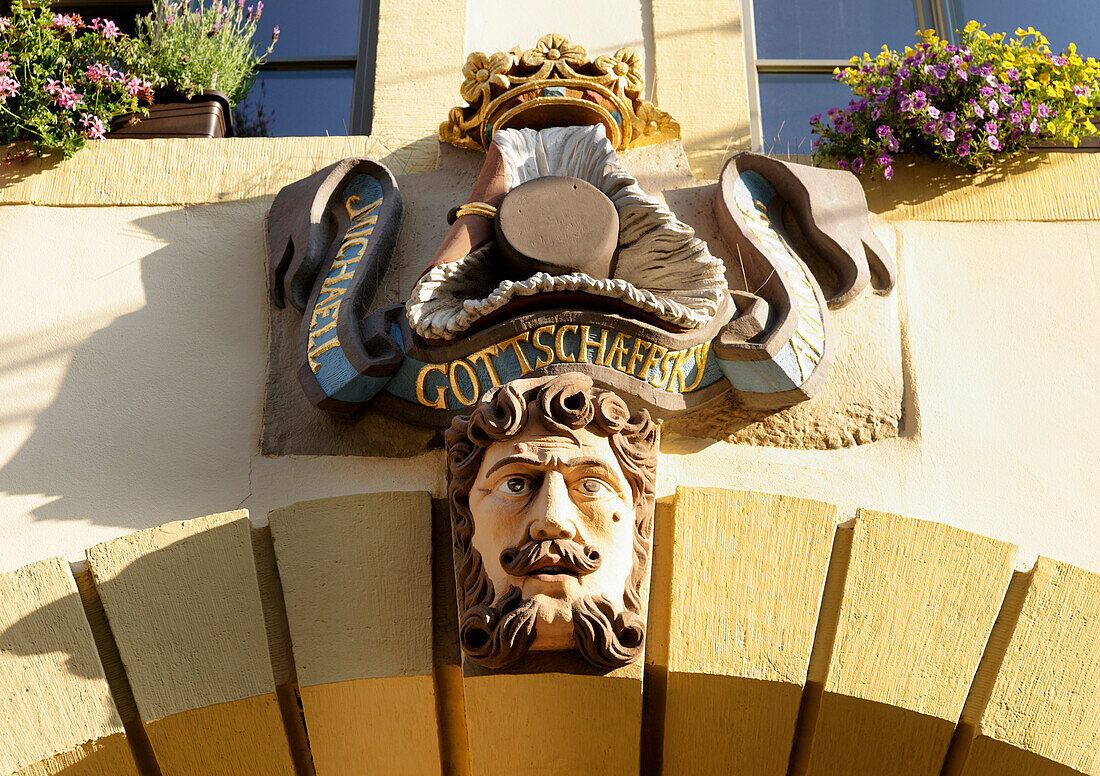 Hausdetail in der Marktstraße, Erfurt, Thüringen, Deutschland