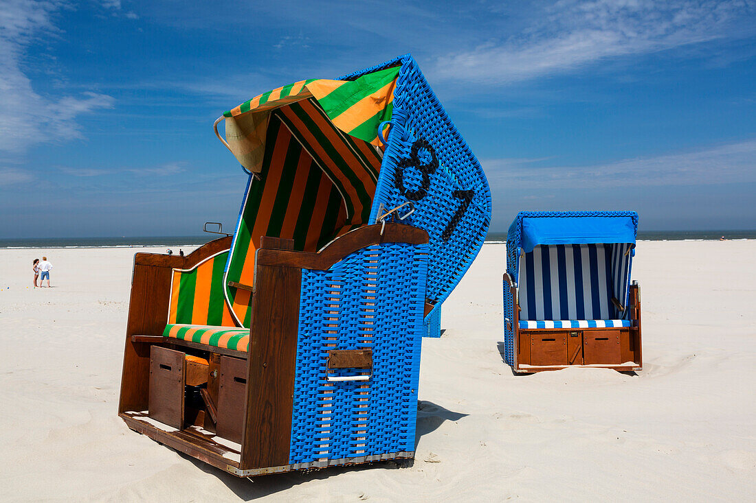 Beach chairs, Juist Island, North Sea, East Frisian Islands, East Frisia, Lower Saxony, Germany, Europe