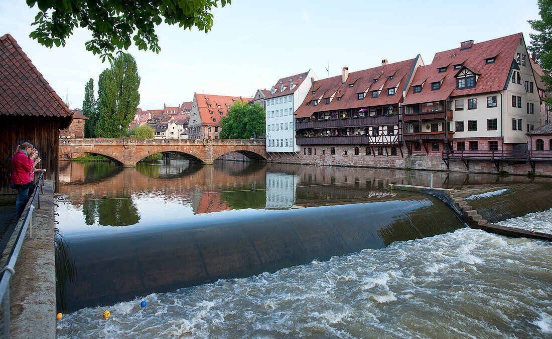 Max bridge over the river Pegnitz, Nuremberg, Middle Franconia, Bavaria, Germany