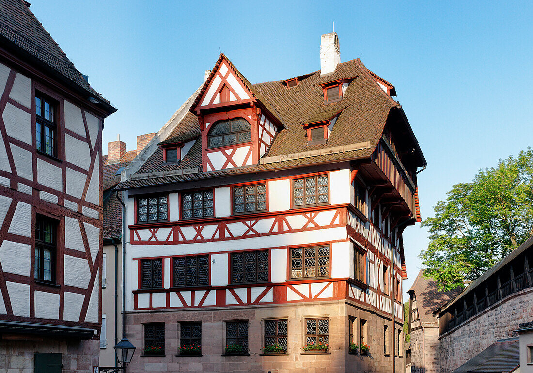Albrecht Duerer House, Place of work and life of the artist Albrecht Duerer 1471-1528, Tiergaertnertorplatz Square, Nuremberg, Middle Franconia, Bavaria, Germany
