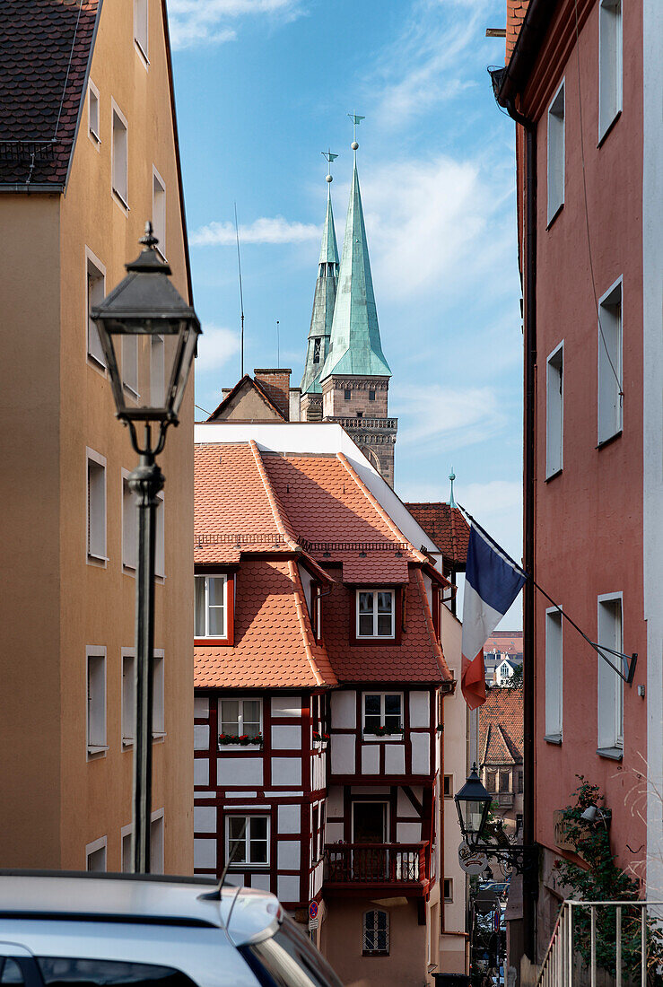 Old town with St. Sebaldus church, Nuremberg, Middle Franconia, Bavaria, Germany