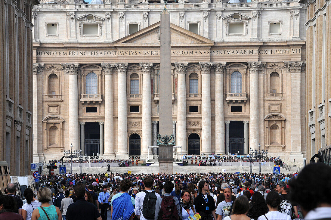 Pope Francis during a papal audience in front of St. Peter's Basilica, Rome, Italy