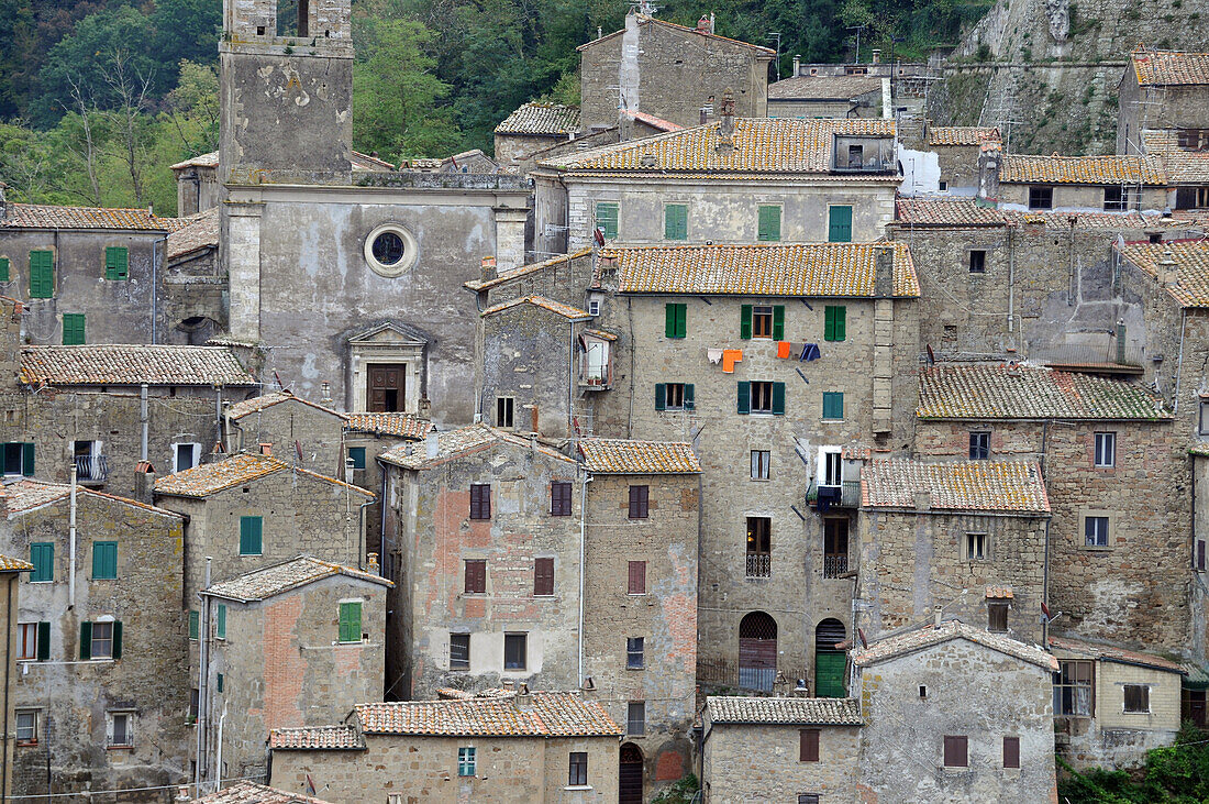 View to Sorano, South Tuscany, Tuscany, Italy