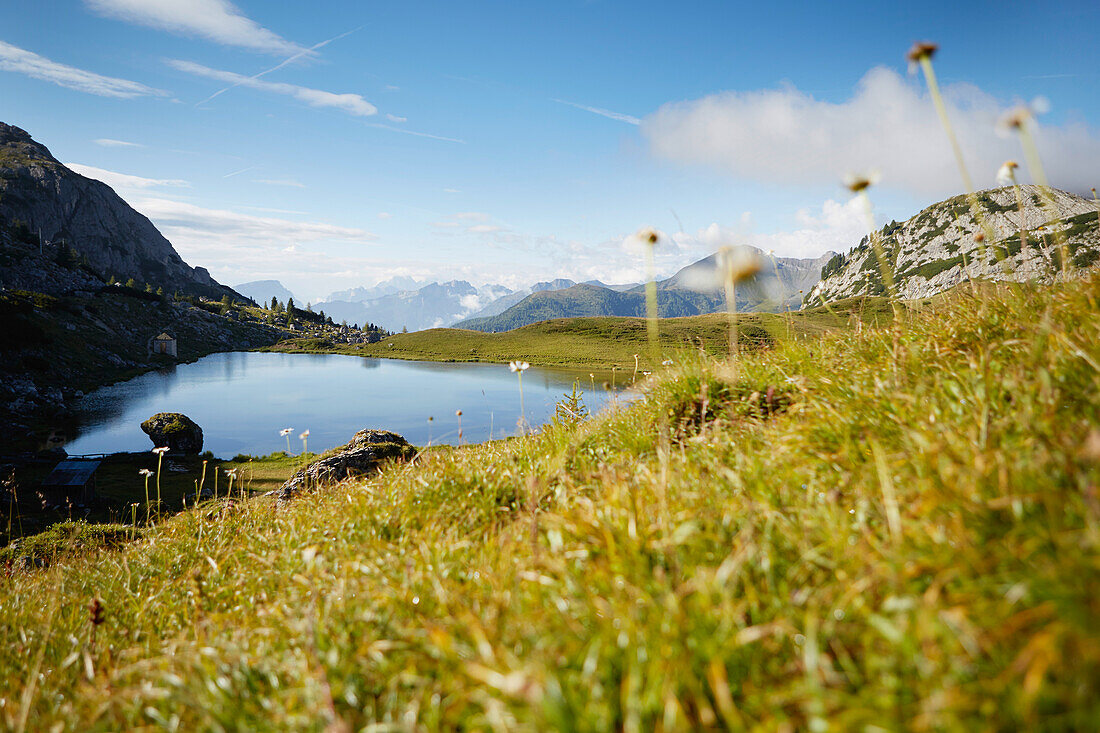 Landscape at Lake Valparola, Alta Badia, Dolomites, South Tyrol, Italy