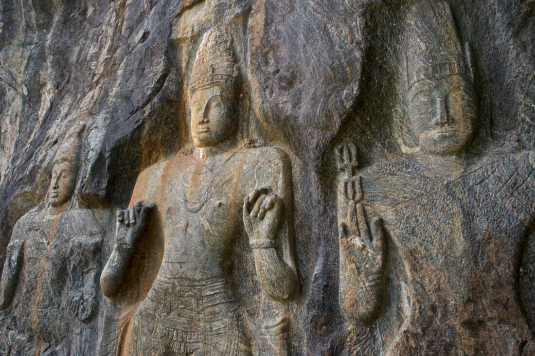 Buddhist stone reliefs at Buduruvagala, Bodhisattvas, UVA Province, South Sri Lanka, South Asia