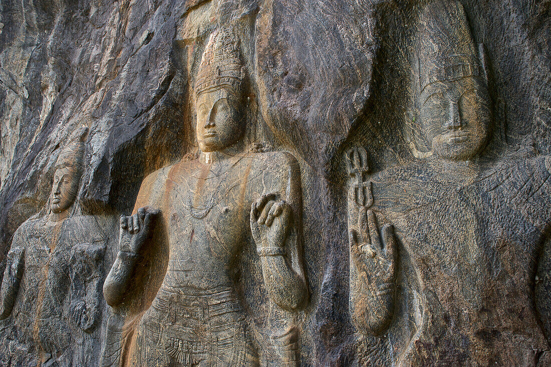 Buddhistische Steinreliefs Buduruwagala, Bodhisattvas, UVA Provinz, Hochland, Sri Lanka