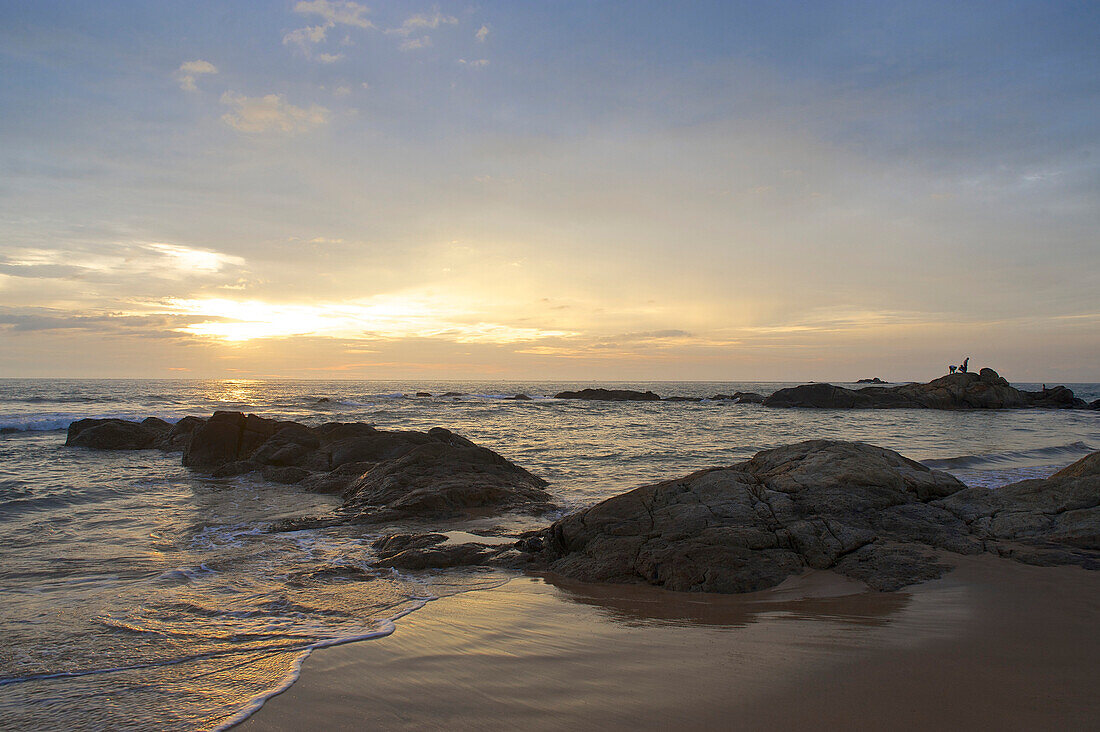 Rocks on the beach at Bentota, Southwest coast, Sri Lanka, South Asia