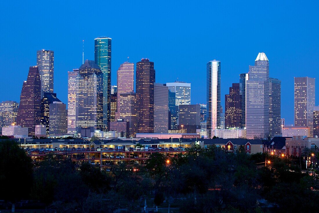 Downtown Houston Texas Skyline at sunset