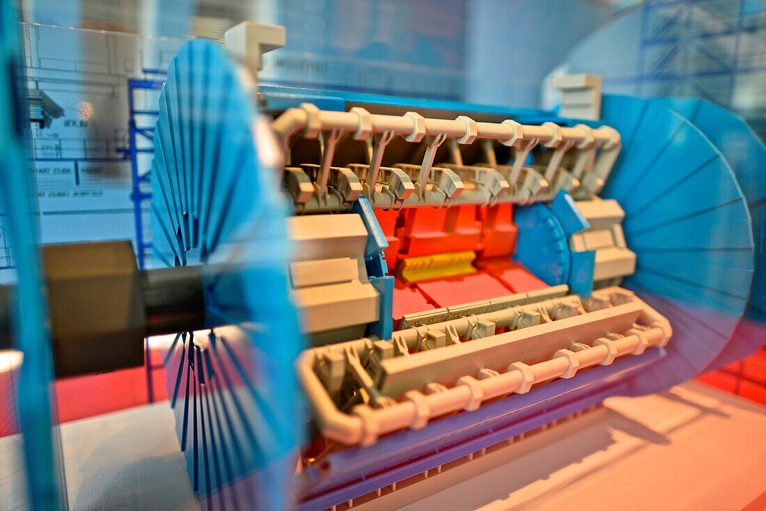 Switzerland, Geneva, Miniature of ATLAS Detector, CERN