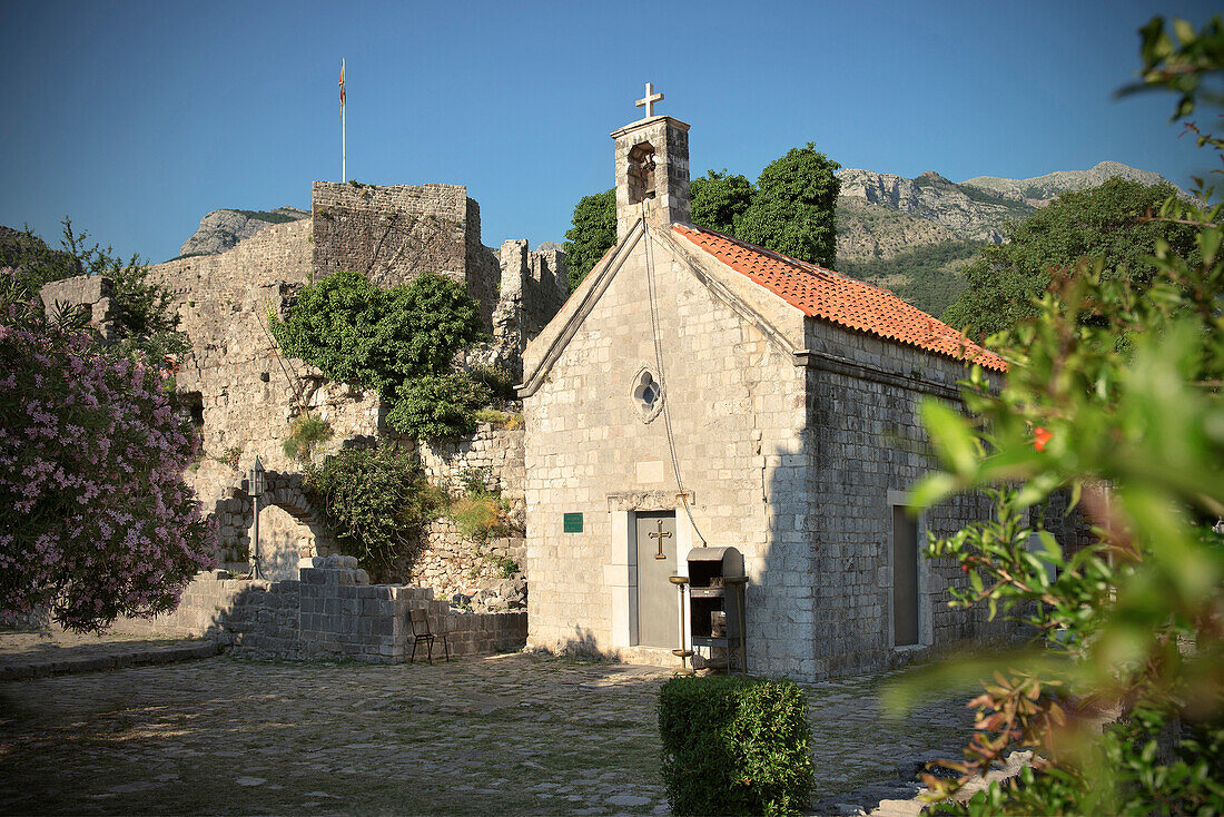 Church and fortress of Stari Bar, old town of Bar, Adriatic coastline, Montenegro, Western Balkan, Europe