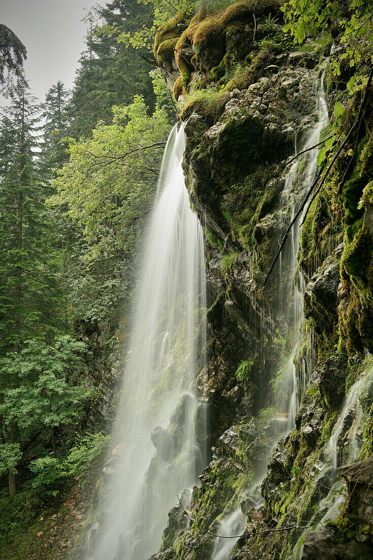 Waterfall at Black Lake (Crno jezero) in Durmitor National Park, Zabljak, Montenegro, Western Balkan, Europe