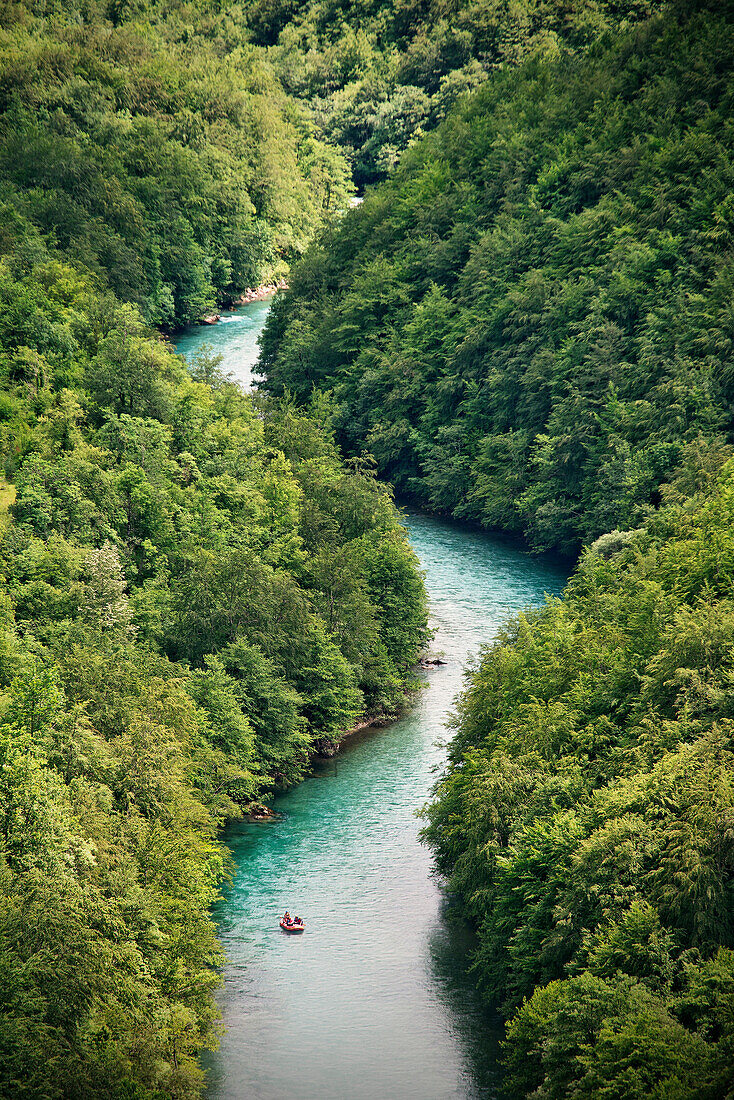 Rafting on the Tara River, view from Tara River bridge, Montenegro, Western Balkan, Europe