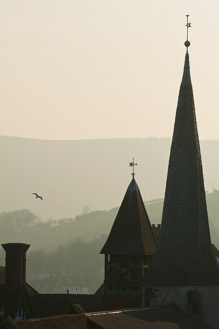 Town skyline, Lewes, East Sussex, England