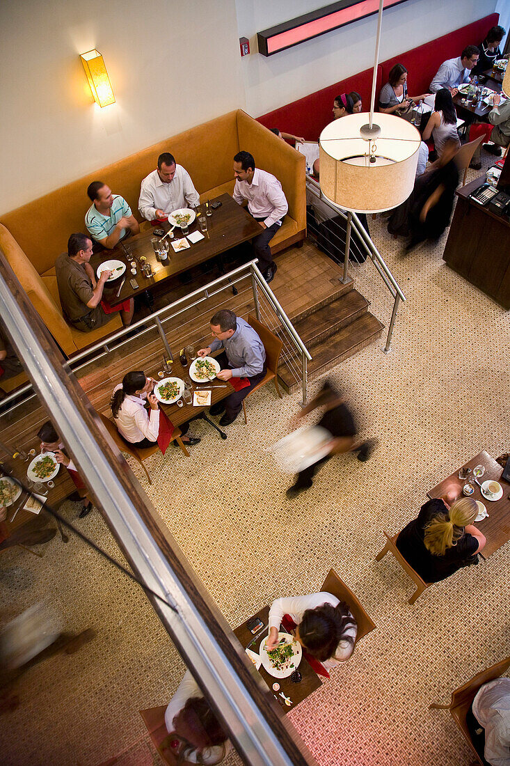 USA, New York State, Elevated view of customers in Cinema Restaurant, New York City