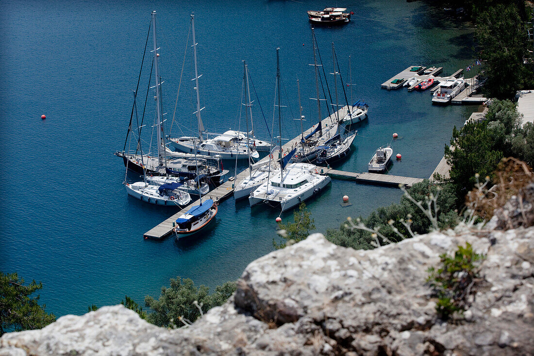 Turkey, Gokava Gulf, Moored boats, Karacasu