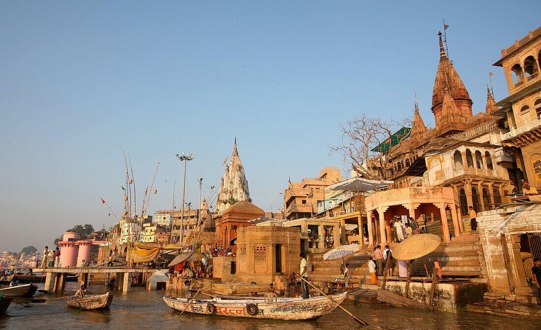 Rowing boats on Ganges River, Varanasi, India