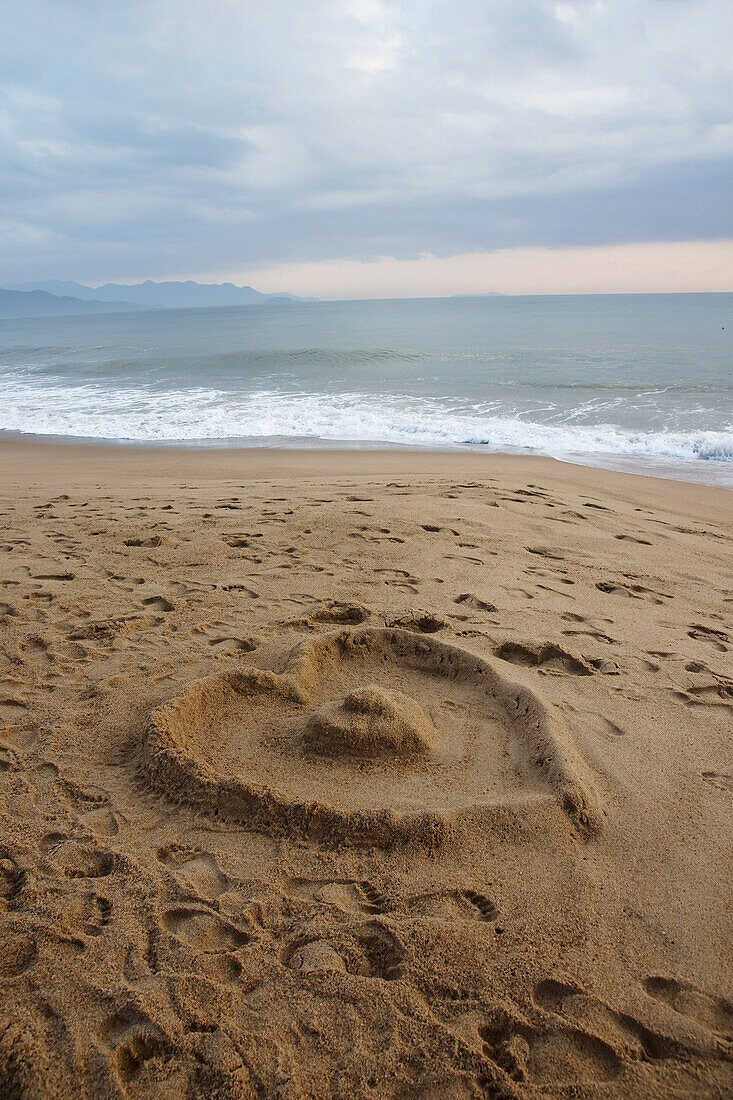 Vietnam, Heart-shape in sand, Nha Trang