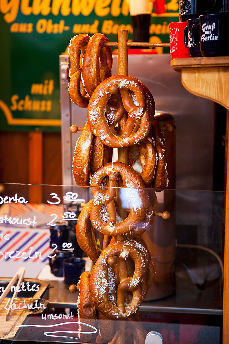 Giant pretzels, Breitscheid Platz, Berlin, Germany