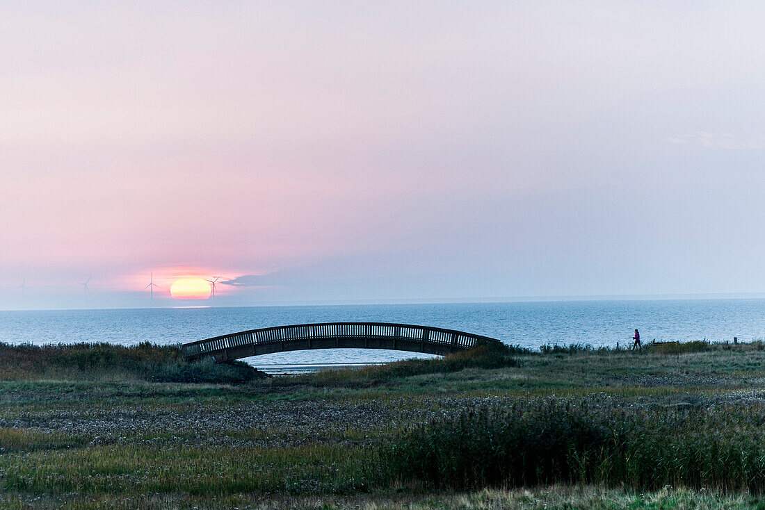 Sonnenaufgang über der Nordsee, Munkmarsch, Sylt, Schleswig-Holstein, Deutschland